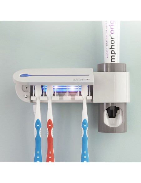 Stérilisateur Brosse à Dents UV avec Support et Distributeur de Dentifrice Smiluv InnovaGoods