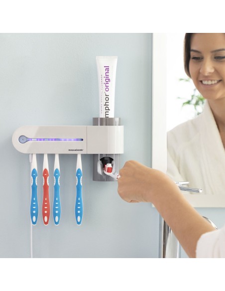 Stérilisateur Brosse à Dents UV avec Support et Distributeur de Dentifrice Smiluv InnovaGoods