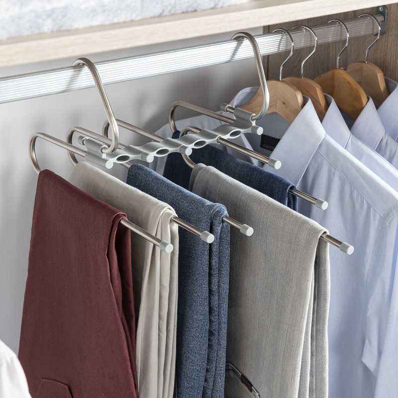 Cintre multiple pantalon 5‑en‑1 – Gain de place et organisation