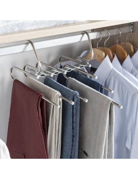 Cintre multiple pantalon 5‑en‑1 – Gain de place et organisation