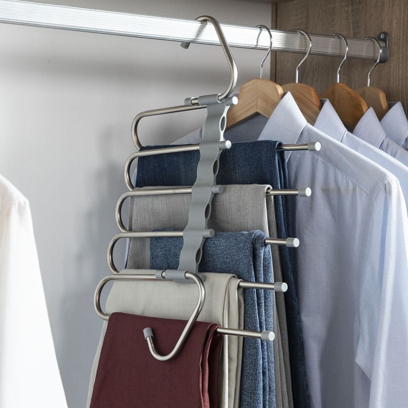 Cintre multiple pantalon 5‑en‑1 – Gain de place et organisation