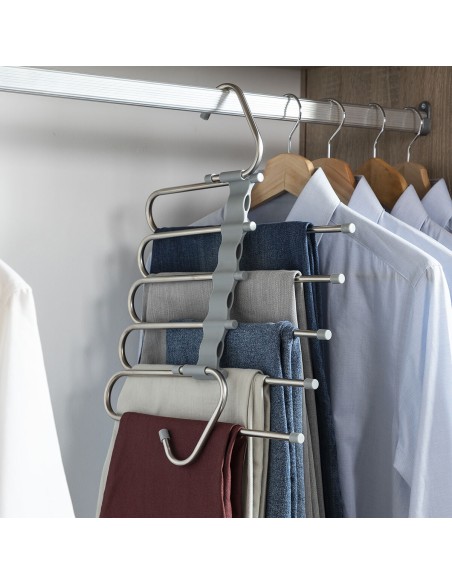 Cintre multiple pantalon 5‑en‑1 – Gain de place et organisation