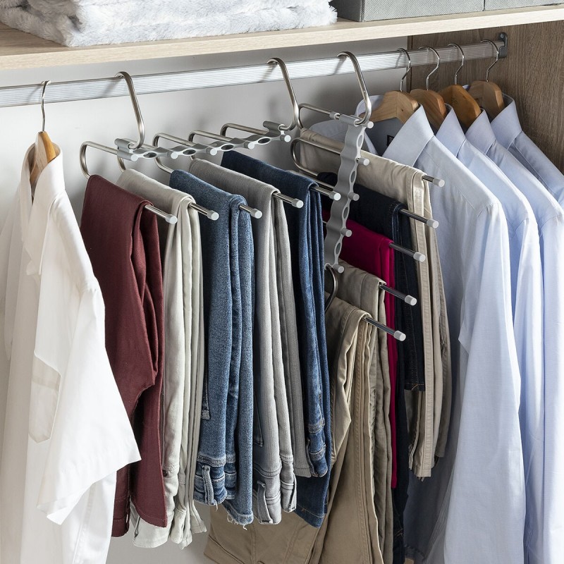 Cintre multiple pantalon 5‑en‑1 – Gain de place et organisation