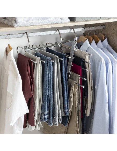 Cintre multiple pantalon 5‑en‑1 – Gain de place et organisation