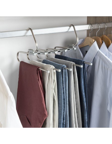 Cintre multiple pantalon 5‑en‑1 – Gain de place et organisation