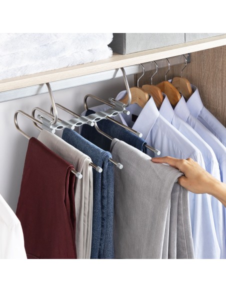 Cintre multiple pantalon 5‑en‑1 – Gain de place et organisation