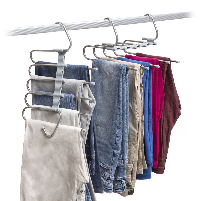 Cintre multiple pantalon 5‑en‑1 – Gain de place et organisation