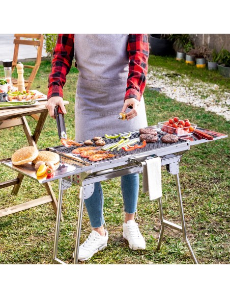 Barbecue pliable ExelQ inox sans fumée – Portable et propre