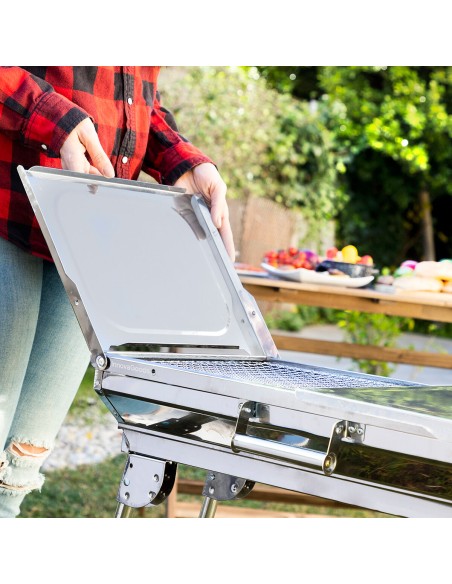 Barbecue pliable ExelQ inox sans fumée – Portable et propre