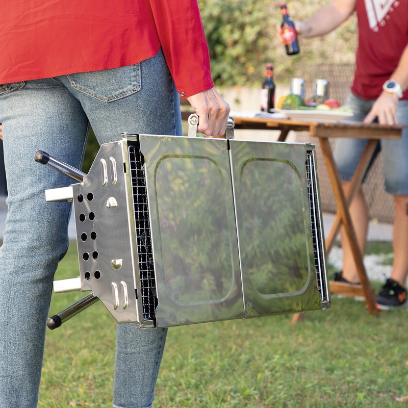 Barbecue pliable ExelQ inox sans fumée – Portable et propre