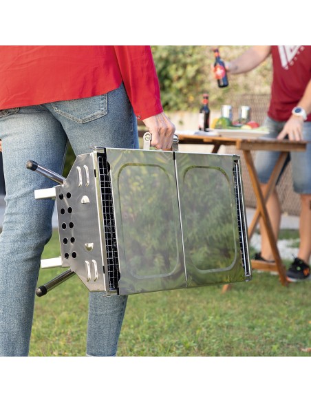 Barbecue pliable ExelQ inox sans fumée – Portable et propre