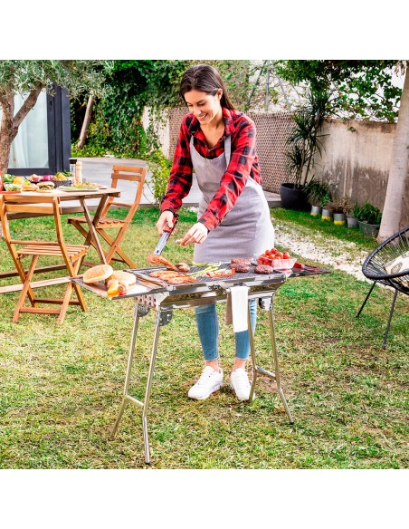 Barbecue pliable ExelQ inox sans fumée – Portable et propre