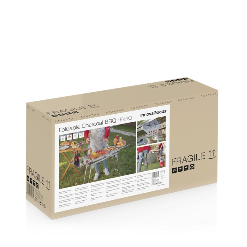 Barbecue pliable ExelQ inox sans fumée – Portable et propre