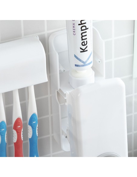 Distributeur de dentifrice Diseeth avec porte‑brosses – Hygiénique et mural