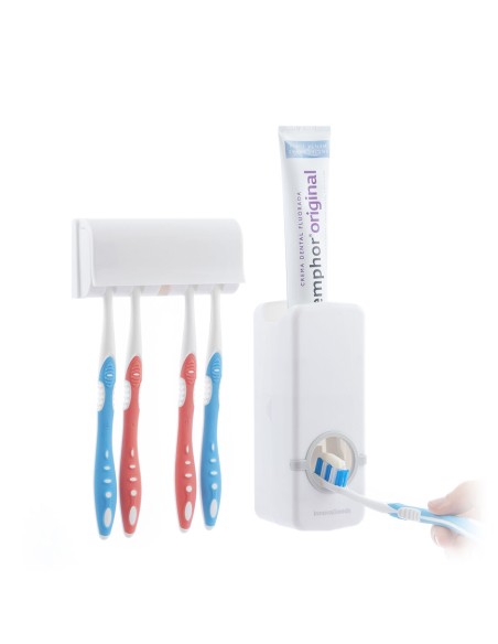 Distributeur de dentifrice Diseeth avec porte‑brosses – Hygiénique et mural
