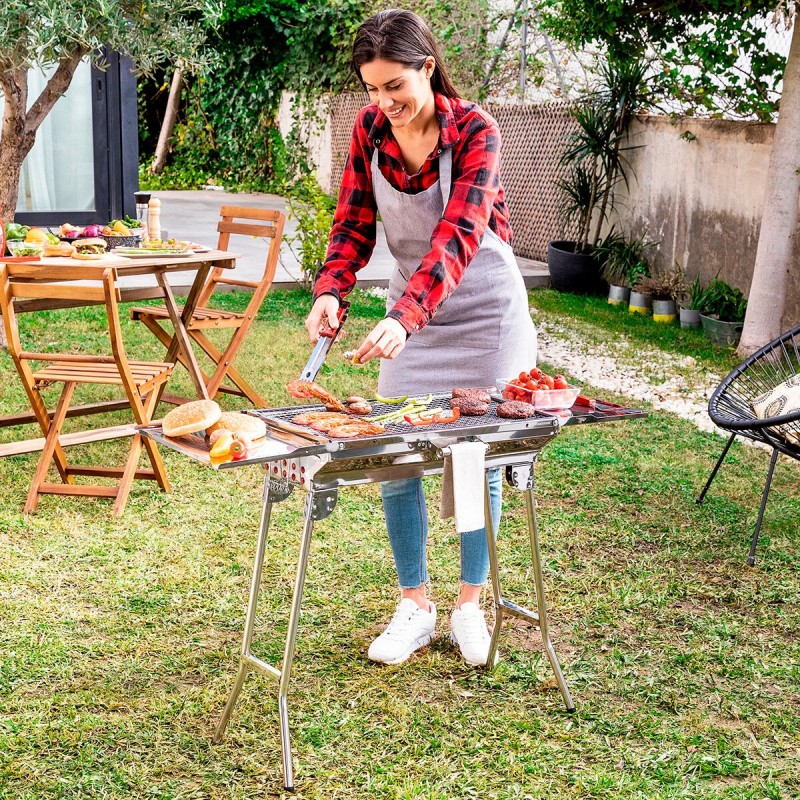 Barbecue pliable ExelQ inox sans fumée – Portable et propre
