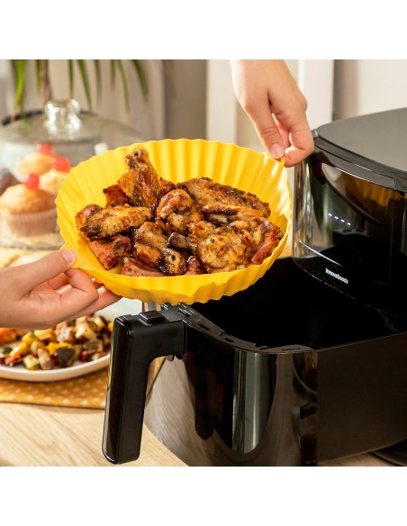 Paniers silicone + pinceau pour friteuse à air (lot de 2) – Anti‑adhésifs