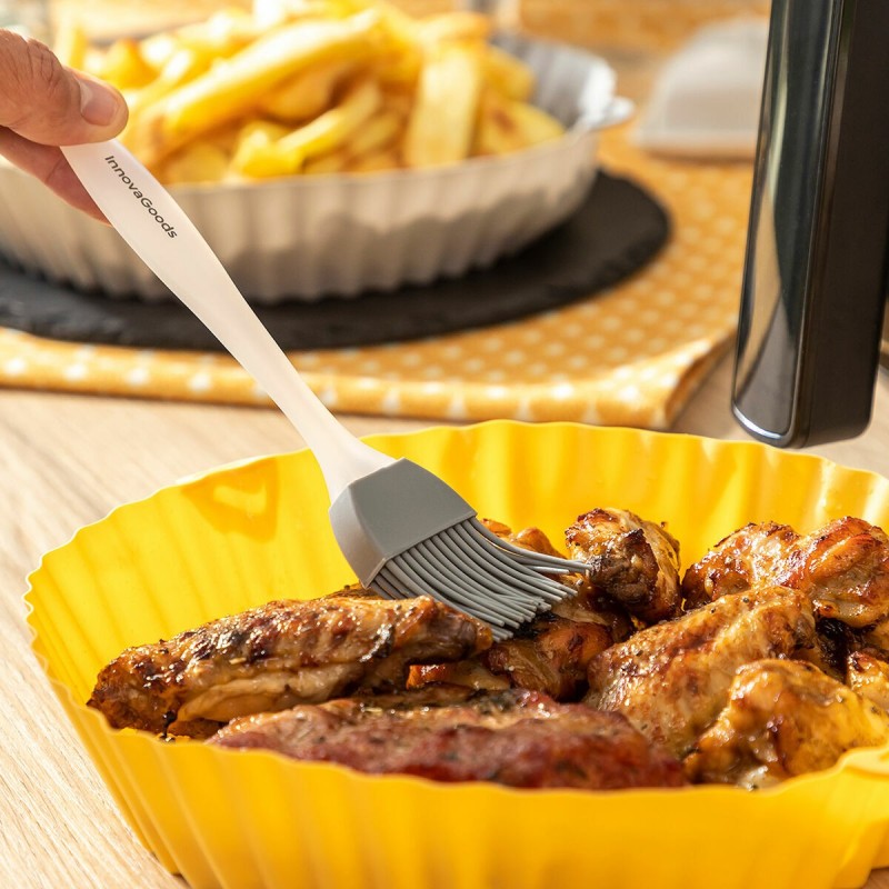 Paniers silicone + pinceau pour friteuse à air (lot de 2) – Anti‑adhésifs