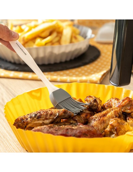 Paniers silicone + pinceau pour friteuse à air (lot de 2) – Anti‑adhésifs
