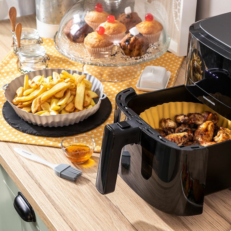 Paniers silicone + pinceau pour friteuse à air (lot de 2) – Anti‑adhésifs