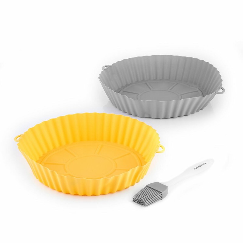 Paniers silicone + pinceau pour friteuse à air (lot de 2) – Anti‑adhésifs