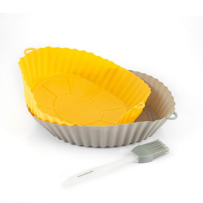 Paniers silicone + pinceau pour friteuse à air (lot de 2) – Anti‑adhésifs