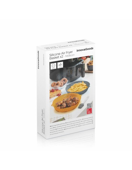 Paniers silicone + pinceau pour friteuse à air (lot de 2) – Anti‑adhésifs