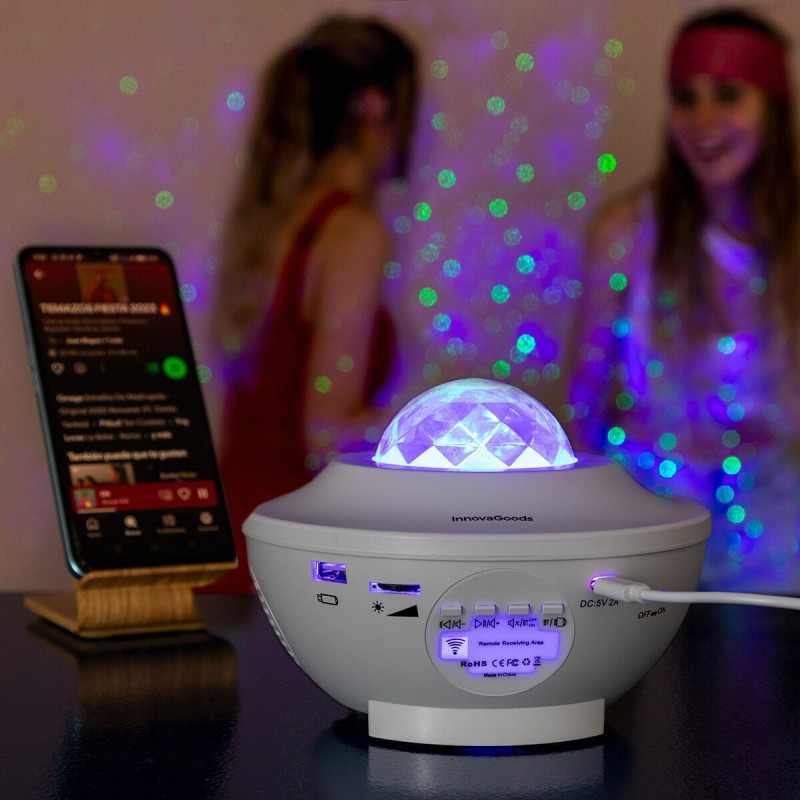 Projecteur d’étoiles LED Sedlay avec haut‑parleur – Ambiance immersive