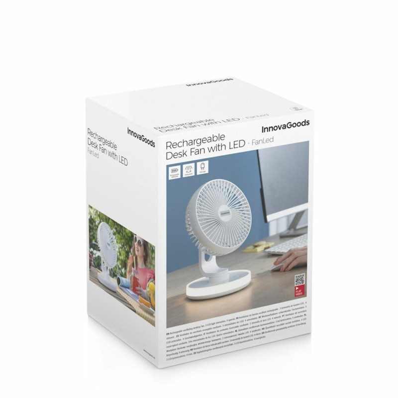 Ventilateur rechargeable FanLed Ø6,6" 4000 mAh – Compact et LED