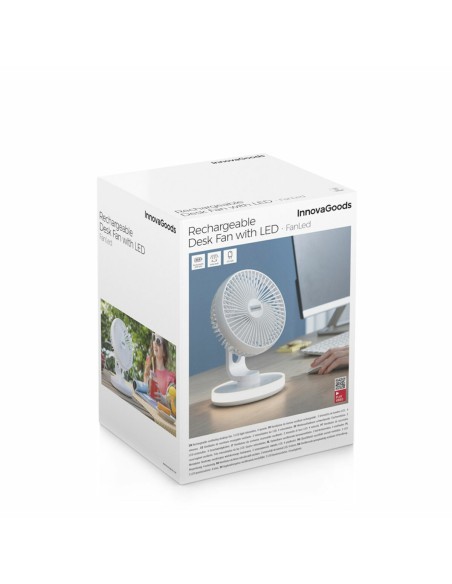 Ventilateur rechargeable FanLed Ø6,6" 4000 mAh – Compact et LED