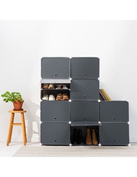 Rangement modulaire chaussures gris – Empilable et sans outils