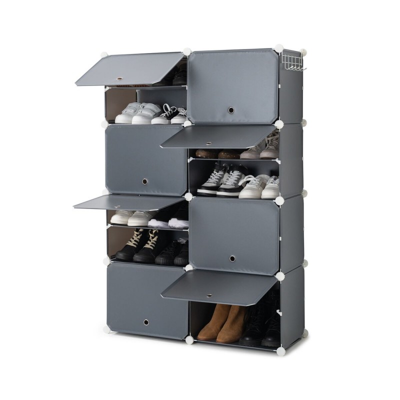 Rangement modulaire chaussures gris – Empilable et sans outils
