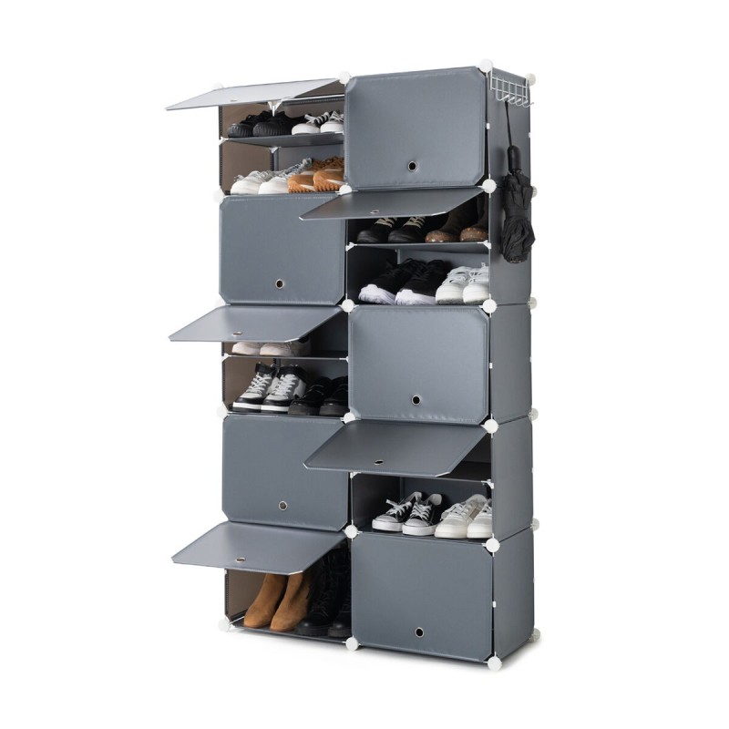 Rangement modulaire chaussures gris – Empilable et sans outils