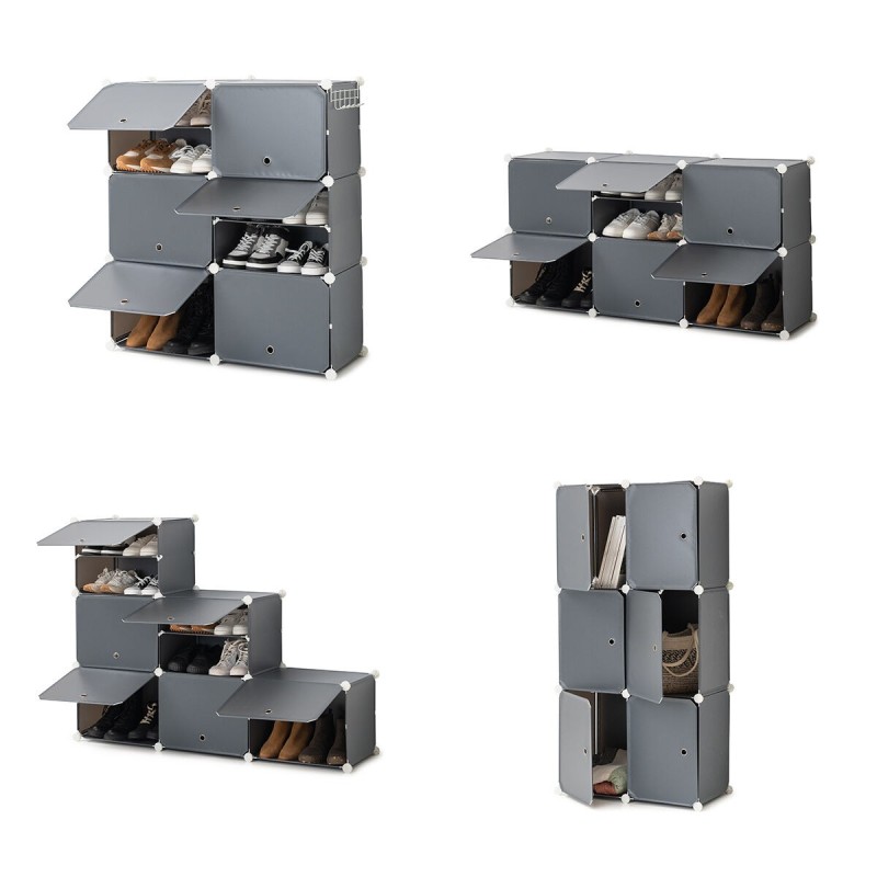 Rangement modulaire chaussures gris – Empilable et sans outils