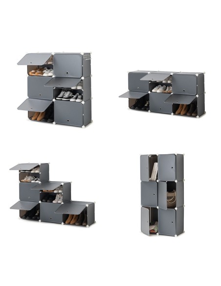 Rangement modulaire chaussures gris – Empilable et sans outils