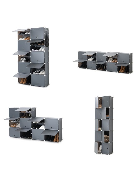 Rangement modulaire chaussures gris – Empilable et sans outils