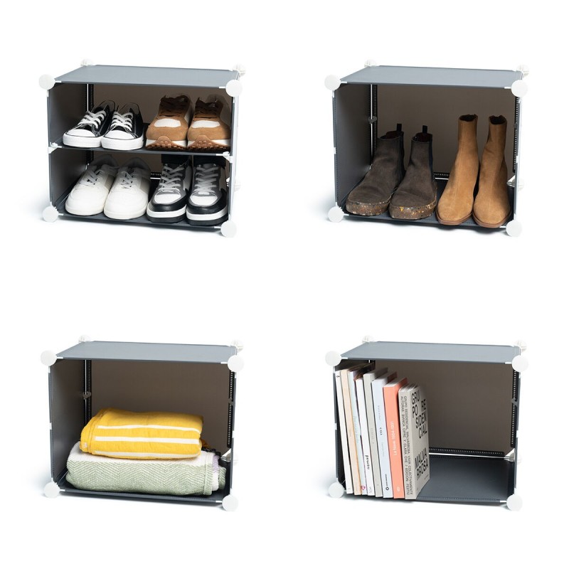 Rangement modulaire chaussures gris – Empilable et sans outils