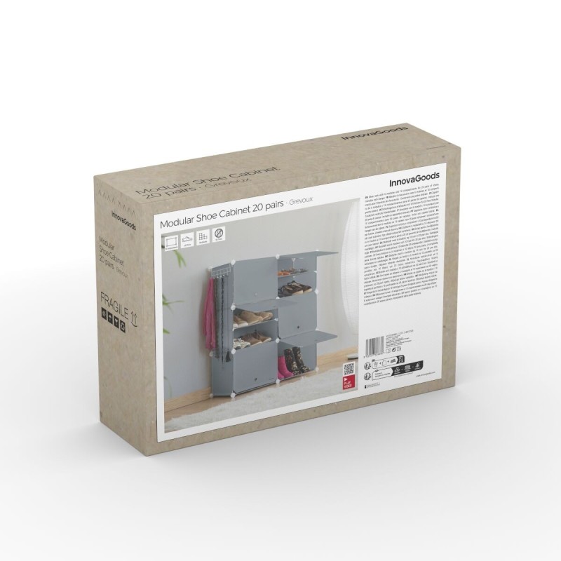 Rangement modulaire chaussures gris – Empilable et sans outils