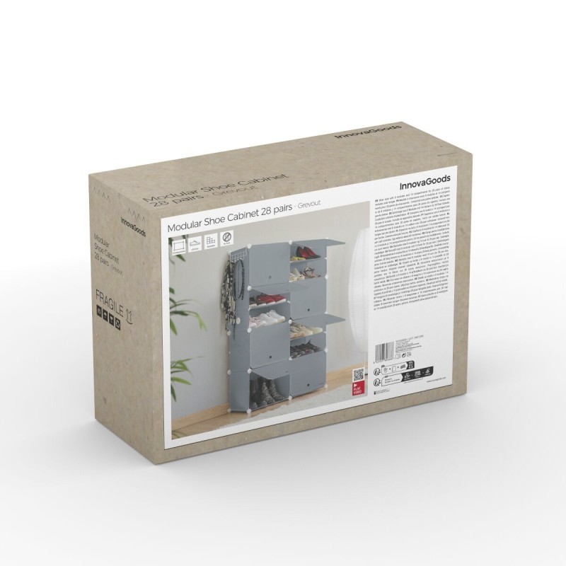 Rangement modulaire chaussures gris – Empilable et sans outils