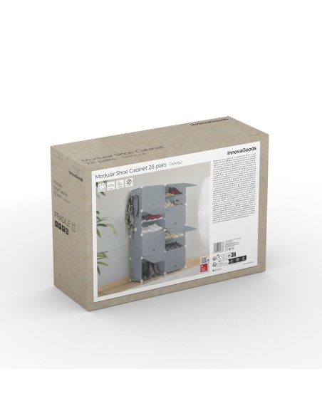 Rangement modulaire chaussures gris – Empilable et sans outils
