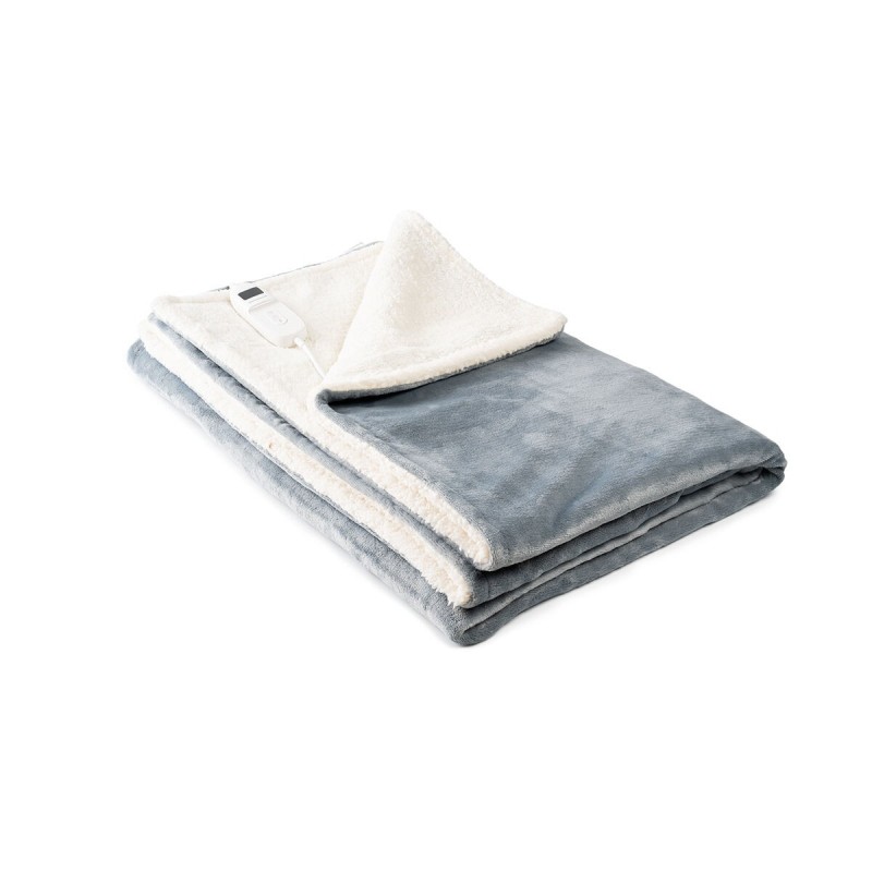 Couverture chauffante 130×180 cm 160 W Blanc/Gris – Chaleur douce