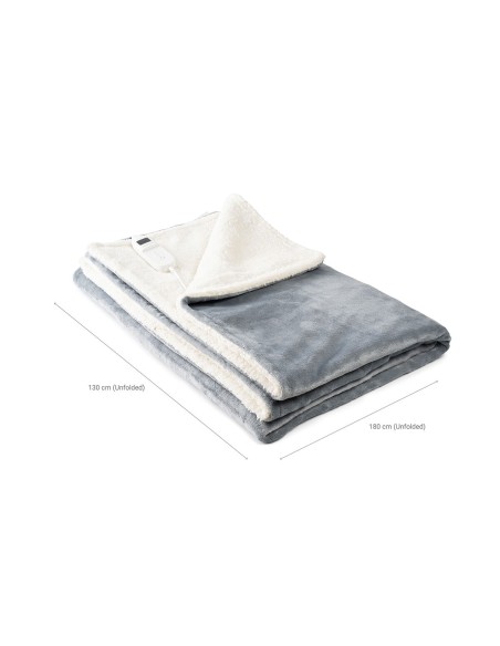 Couverture chauffante 130×180 cm 160 W Blanc/Gris – Chaleur douce