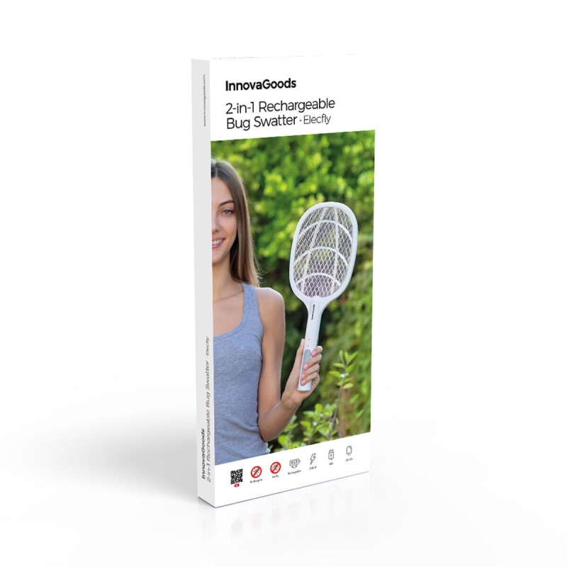 Raquette anti‑insectes Elecfly 2‑en‑1 UV rechargeable – Protection efficace
