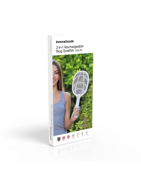 Raquette anti‑insectes Elecfly 2‑en‑1 UV rechargeable – Protection efficace