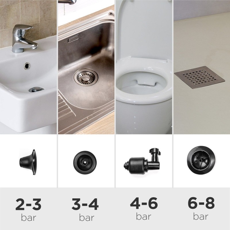 Déboucheur Jetpro InnovaGoods 5‑en‑1 – Air comprimé
