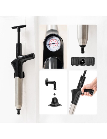 Déboucheur Jetpro InnovaGoods 5‑en‑1 – Air comprimé