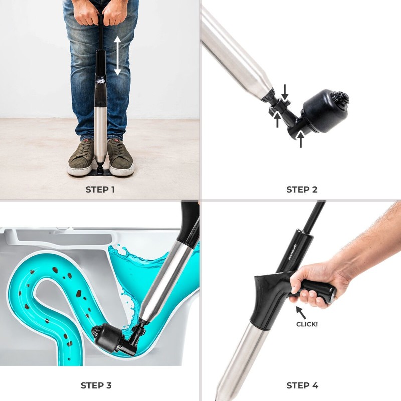 Déboucheur Jetpro InnovaGoods 5‑en‑1 – Air comprimé