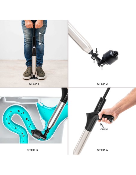 Déboucheur Jetpro InnovaGoods 5‑en‑1 – Air comprimé
